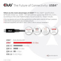 CLUB3D USB4 Gen3x2 Type-C Bi-Directional Cable 8K60Hz, Data 40Gbps, PD 240W(48V/5A) EPR M/M 2m / 6.5