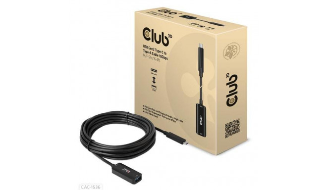 CLUB3D USB Gen2 Type-C to Type-A Cable 10Gbps M/F 5m/16.4ft