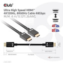 CLUB3D Ultra High Speed HDMI™ 4K120Hz, 8K60Hz Cable 48Gbps M/M 4 m/13.12ft 26AWG