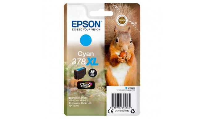 Epson Squirrel Singlepack Cyan 378XL Claria Photo HD Ink