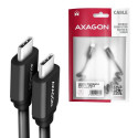 Axagon Data and charging USB 2.0 cable 1.1 m long. PD 60W, 3A. Black twisted. USB cable USB C