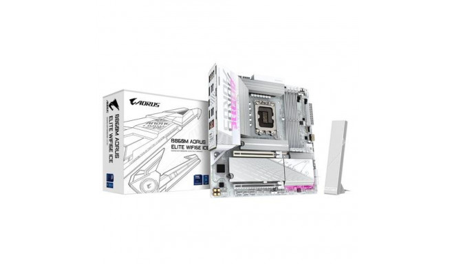 GIGABYTE B860M AORUS ELITE WF6E ICE Motherboard - Intel Core Ultra Series CPUs, 12+1+2+1 Phases VRM,