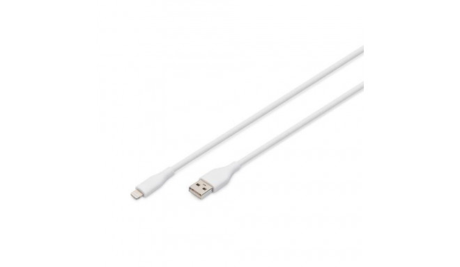 Digitus Lightning silicone connection cable, USB-A - Lightning 1m, white
