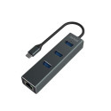 Savio AK-57 USB-C - 3 x USB-A HUB with RJ-45 Gigabit Ethernet adapter 5000 Mbit/s grey 2 x USB 3.2 G