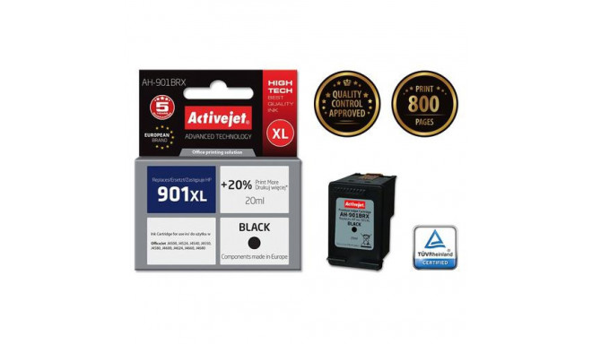 Activejet AH-901BRX ink (replacement for HP 901XL CC654AE; Premium; 20 ml; black)