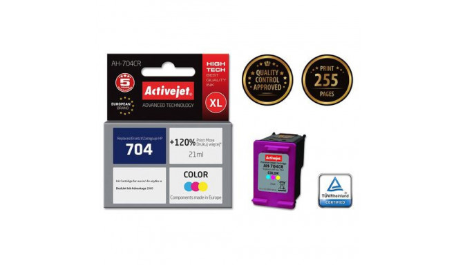 Activejet AH-704CR ink (replacement for HP 704 CN693AE; Premium; 21 ml; color)