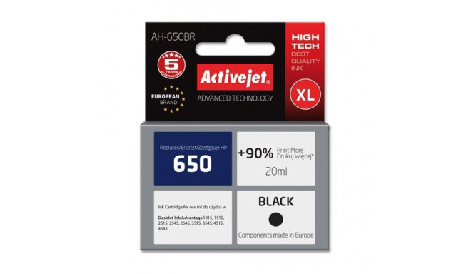 Activejet AH-650BR ink (replacement for HP 650 CZ101AE; Premium; 20 ml; black)