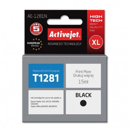 Activejet AE-1281N ink (replacement for Epson T1281; Supreme; 15 ml; black)