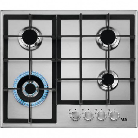 AEG HGB64420SM Black, Stainless steel Built-in 56 cm Gas 4 zone(s)