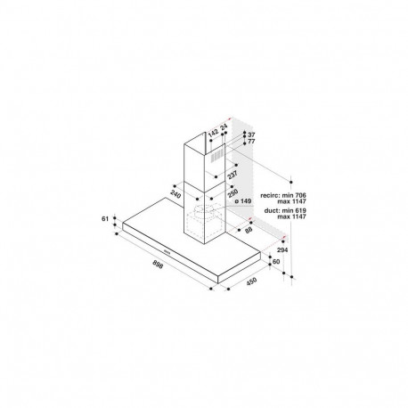 Whirlpool AKR 559/3 IX Wall-mounted Stainless steel 430 m³/h