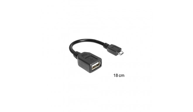 DeLOCK USB micro-B - USB 2.0-A, 0.18m USB cable Micro-USB B USB A Black