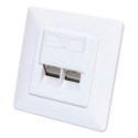 Intellinet 2-Port Cat6 10G Shielded RJ45 Wall Plate Flush Mount with Faceplate, STP, Signal White RA