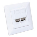 Intellinet 2-Port Cat6 10G Shielded RJ45 Wall Plate Flush Mount with Faceplate, STP, Signal White RA