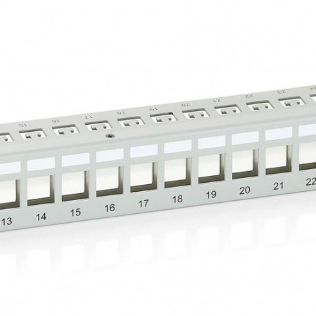 Equip 24-Port Keystone Cat.6 Shielded Patch Panel, Light Grey