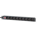 Intellinet 19&quot; 1U Rackmount 9-Way EU 2-pin (CEE 7/3) PDU, 16A, On/Off, Built in 2m EU 2-pin