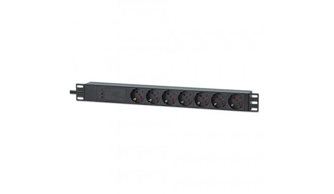Intellinet 19&quot; 1U Rackmount 7-Way EU 2-pin (CEE 7/3) PDU with Surge Protection, 16A, On/Off