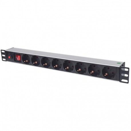 Intellinet 19" 1U Rackmount 8-Output Power Distribution Unit (PDU) EU CEE 7/3 Outlets, With On/