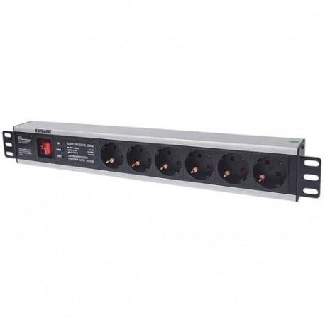 Intellinet 19" 1.5U Rackmount 6-Output Power Distribution Unit (PDU) EU CEE 7/3 Outlets, Wi