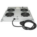 Intellinet 4-Fan Ventilation Unit for 19&quot; Racks, Roof Mount, with Thermostat, Grey