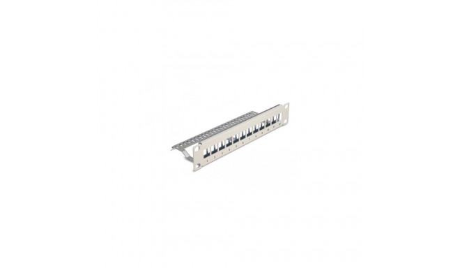DeLOCK 10″ Keystone Patch Panel 12 port with strain relief 1U grey