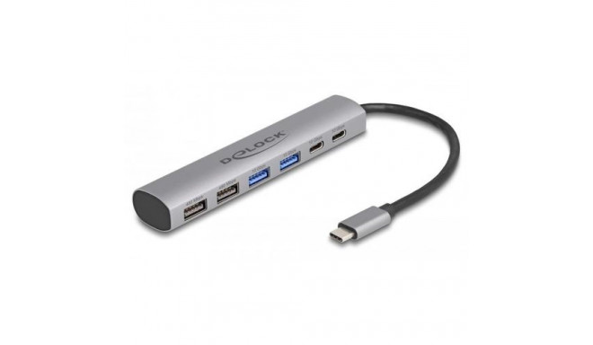 DeLOCK 6 Port USB Hub with 4 x USB Type-A female and 2 x USB Type-C female
