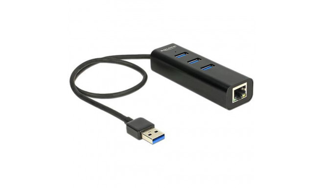 DeLOCK USB 3.0 Hub 3 Port + 1 Port Gigabit LAN 10/100/1000 Mbps