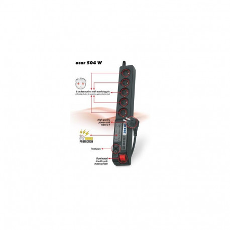 ACAR 504 W Black 5 AC outlet(s) 230 V 1.5 m