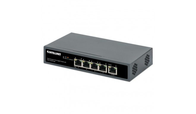 Intellinet 5-Port Gigabit Switch with PoE Passthrough, One IEEE 802.3bt (PoE++ / 4PPoE) PD PoE Port 