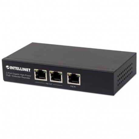 Intellinet 2-Port Gigabit High-Power PoE+ Extender Repeater, IEEE 802.3at/af Power over Ethernet (Po