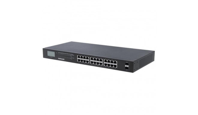 Intellinet 24-Port Gigabit Ethernet PoE+ Switch with 2 SFP Ports, LCD Display, IEEE 802.3at/af Power