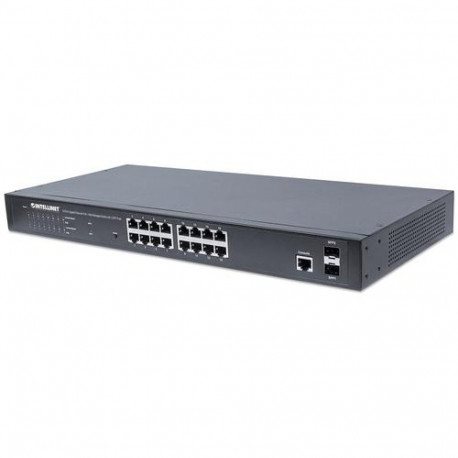 Intellinet 16-Port Gigabit Ethernet PoE+ Web-Managed Switch with 2 SFP Ports, IEEE 802.3at/af Power 