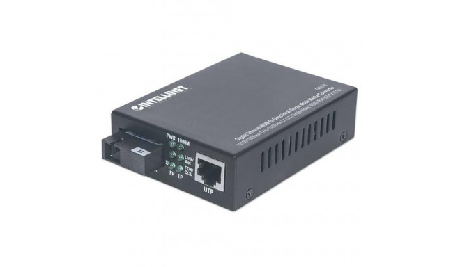 Intellinet Gigabit Ethernet WDM Bi-Directional Single Mode Media Converter, 10/100/1000Base-Tx to 10