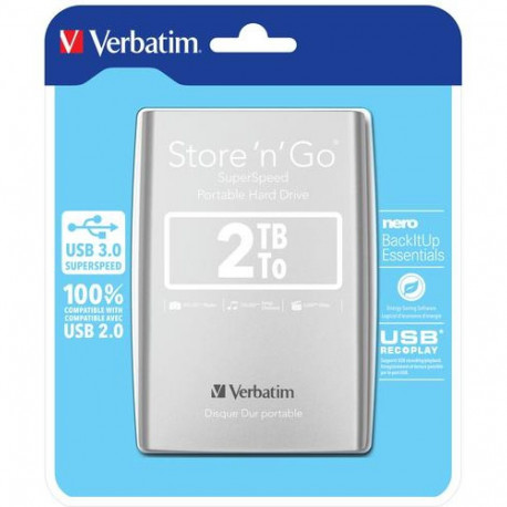 Verbatim Store 'n' Go USB 3.0 Portable Hard Drive 2TB Silver