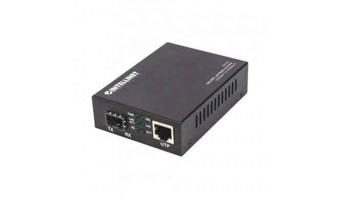 Intellinet 10GBase-T to 10GBase-R Media Converter, 1 x 10 GB SFP+ Slot, 1 x 10GB RJ45 Port