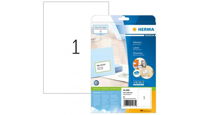 HERMA Labels Premium A4 210x297 mm white paper matt 25 pcs.