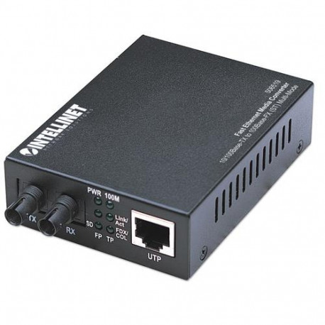 Intellinet Fast Ethernet Media Converter, 10/100Base-Tx to 100Base-Fx (ST) Multi-Mode, 2 km (1.24 mi