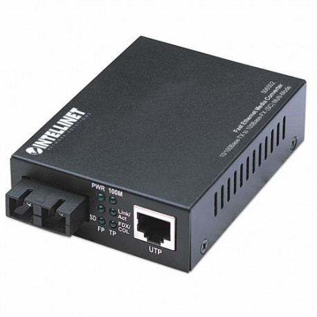 Intellinet Fast Ethernet Media Converter, 10/100Base-Tx to 100Base-Fx (SC) Multi-Mode, 2 km (1.24 mi