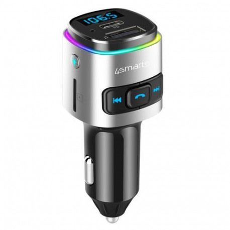 4smarts 456201 FM transmitter Cigar lighter Black, Silver