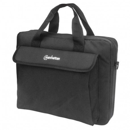 Manhattan London Laptop Bag 14.1", Top Loader, Black, LOW COST, Accessories Pocket, Shoulde