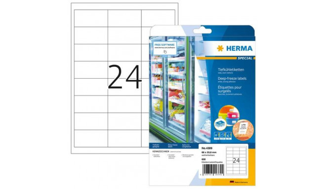 HERMA Deep-freeze labels A4 66x33.8 mm white paper matt 600 pcs.