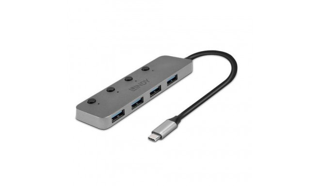 Lindy 4 Port USB 3.2 Type C Hub with On/Off Switches