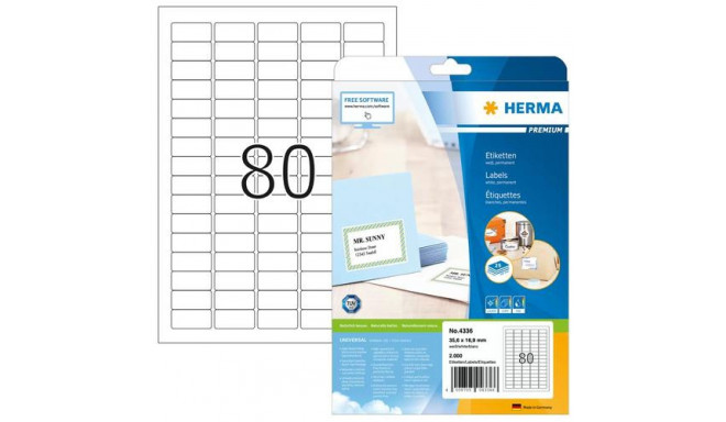 HERMA Labels Premium A4 35.6x16.9 mm white paper matt 2000 pcs.