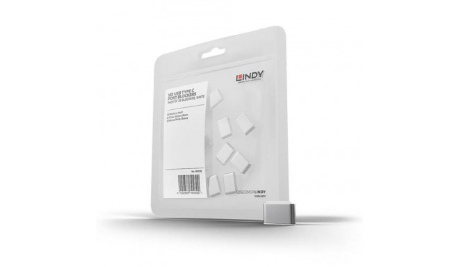 Lindy USB Type C Port Blockers (Without Key) - Pack of 10, White