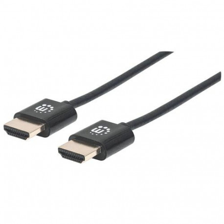 Manhattan HDMI Cable with Ethernet (Ultra Thin), 4K@60Hz (Premium High Speed), 3m, Male to Male, Bla