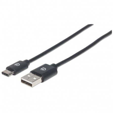 Manhattan USB-C to USB-A Cable, 3m, Male to Male, 480 Mbps (USB 2.0), Hi-Speed USB, Black, Lifetime 