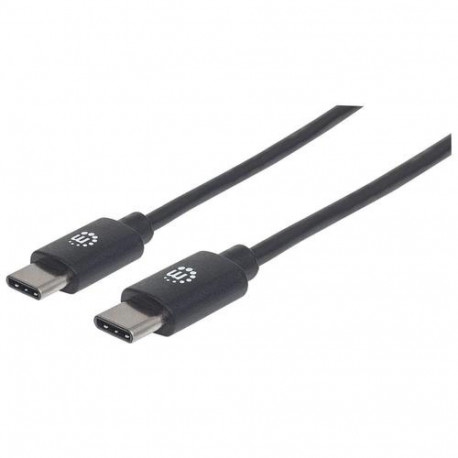 Manhattan USB-C to USB-C Cable, 3m, Male to Male, Black, 480 Mbps (USB 2.0), Hi-Speed USB, Lifetime 