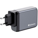 Verbatim GNC-100 GaN Charger 100W with 2 x USB-C PD 100W / 1 x USB-C PD 65W / 1 x USB-A QC 3.0 (EU/U