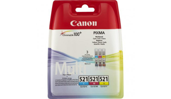 Canon CLI-521 C/M/Y Colour Ink Cartridge Multipack