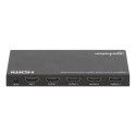 Manhattan HDMI Splitter with downscaling 4-Port , 4K@60Hz, Displays output from x1 HDMI source to x4