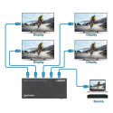 Manhattan HDMI Splitter with downscaling 4-Port , 4K@60Hz, Displays output from x1 HDMI source to x4